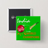 India 2011 ICC Cricket World Cup Champions Button (Voorkant /achterkant)