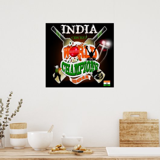 India 2011 ICC WK-kampioenen cricket Poster (Keuken)