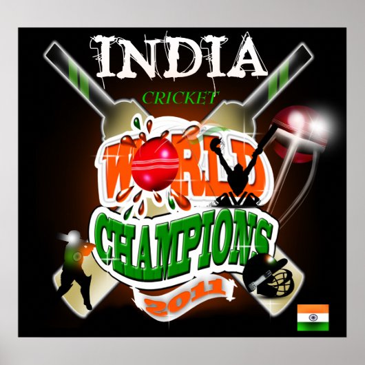 India 2011 ICC WK-kampioenen cricket Poster (Voorkant)