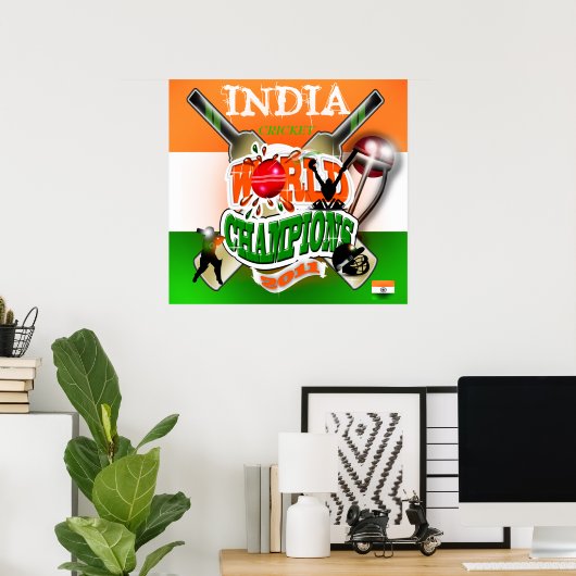 India 2011 ICC WK-kampioenen cricket Poster (Thuiskantoor)
