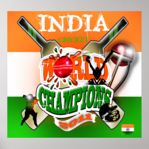 India 2011 ICC WK-kampioenen cricket Poster