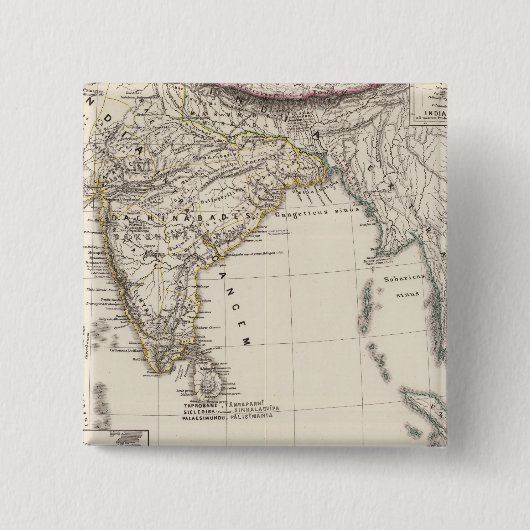 India 3 vierkante button 5,1 cm (Voorkant)