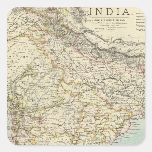 India 5 vierkante sticker (Voorkant)