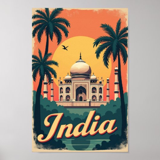 India – 70s Retro Travel Aesthetic Poster (Voorkant)