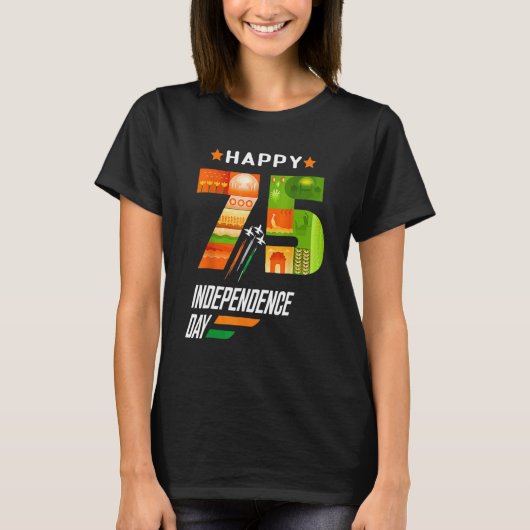 India 75e dag van de onafhankelijkheid India Onafh T-shirt (Voorkant)