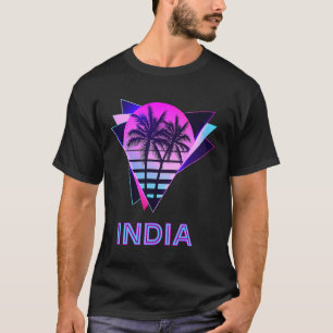 India 80s Palm Tree Indiase Pride Retro Sou T-shirt
