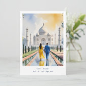 India Agra Taj Mahal Romantic Cityscape Wedding Kaart (Staand voorkant)