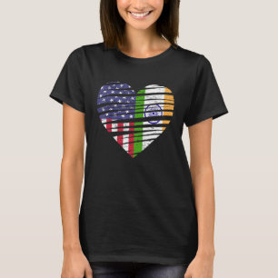 India Amerikaans Geteeld Hart USA Patriot Erfgoed  T-shirt