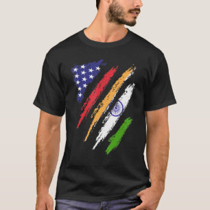 India Amerikaanse Vlag USA Patriot Erfgoed Maand T-shirt