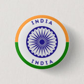 India Ashoka Chakra Cirkelvorm Ronde Button 3,2 Cm (Voorkant)