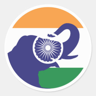 India Aziatische olifant Indiase nationale dierenv Ronde Sticker