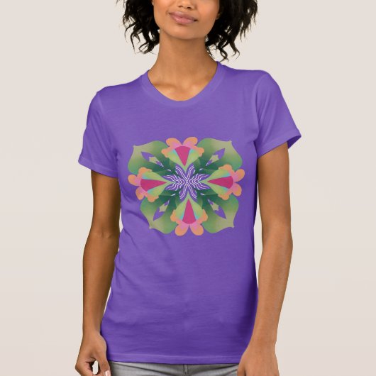 India bloem abstracte geometrische waterverf t-shirt (Voorkant)