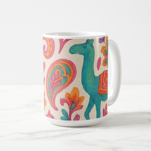 india bohemian kleurrijke zigeuner stijl waterverf koffiemok (Voorkant rechts)
