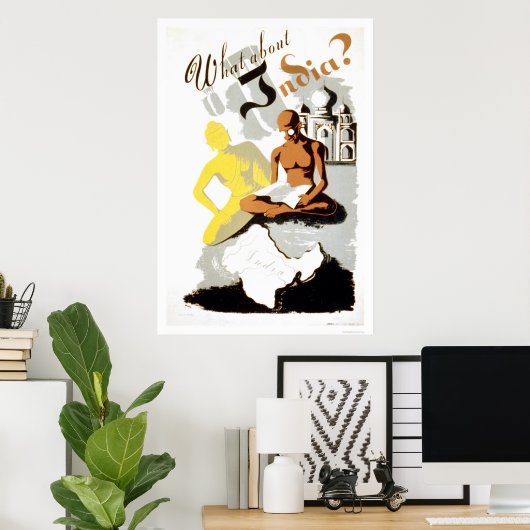 India Buddha Gandhi 1941 WPA Poster (Thuiskantoor)