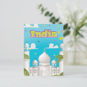 India Cartoon Reisprint. Briefkaart (Staand voorkant)