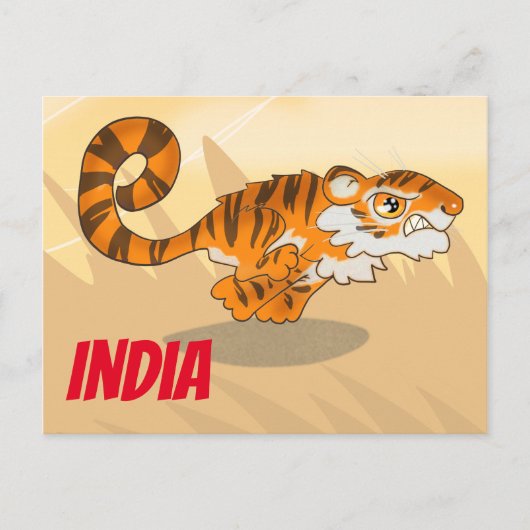India Cartoon Tiger Briefkaart (Voorkant)
