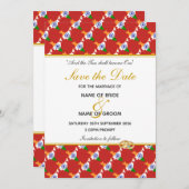 INDIA Christelijk Wedding Special Celebration RED Save The Date (Voorkant / Achterkant)
