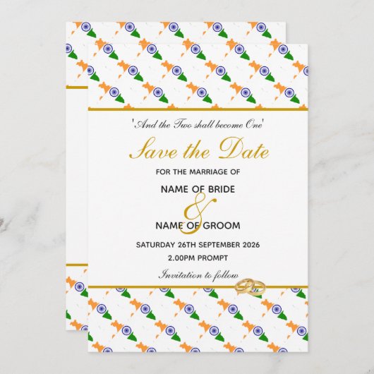 INDIA Christelijke Huwelijksviering Save The Date (Voorkant / Achterkant)