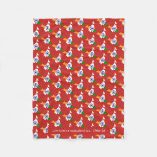 INDIA Christelijke Schrift LIEFDE BEDekt Rood Fleece Deken