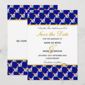 INDIA Christelijke Trouwdag Speciale Viering BLUW Save The Date (Voorkant / Achterkant)