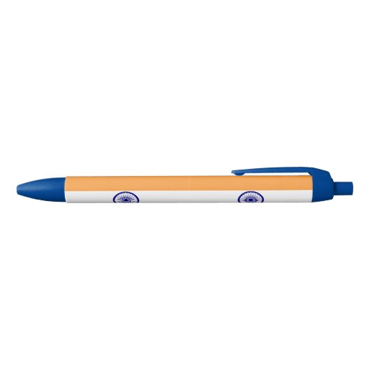 India Country Flag Intrekbare Balpen Blauwe Inkt Pen (Bovenkant)