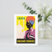 India Crescent Turmeric  Label Briefkaart (Staand voorkant)
