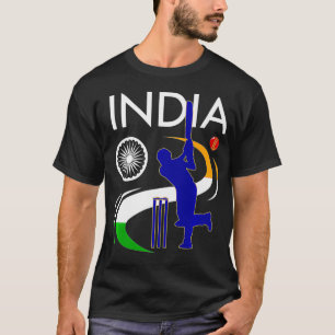 India cricket met de Indiase vlagpenseeltoeslag T-shirt