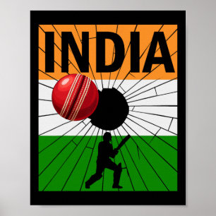 India Cricket Met Indiase Vlag Kwaststreek Ashoka Poster