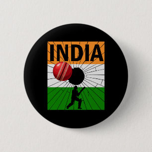 India Cricket Met Indiase Vlag Kwaststreek Ashoka Ronde Button 5,7 Cm