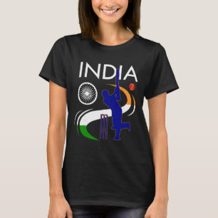India Cricket Met Indiase Vlag Kwaststreek Ashoka T-shirt