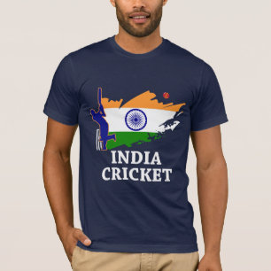 India cricket met Indische vlag-penseellijncadeau T-shirt