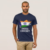 India cricket met Indische vlag-penseellijncadeaut T-shirt (Voorkant volledig)