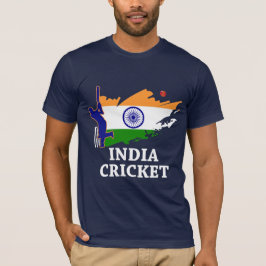 India cricket met Indische vlag-penseellijncadeaut T-shirt
