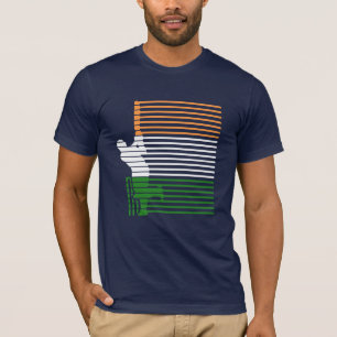 India cricket met Indische vlaglijnen met streekca T-shirt