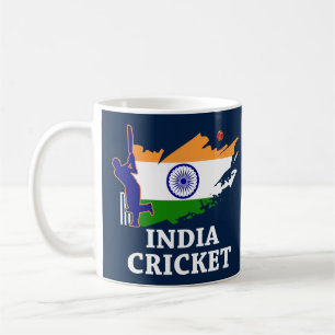 India cricket met Indische vlagpenseelstreek Koffiemok