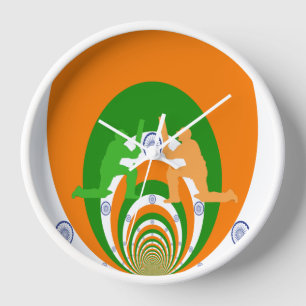 India Cricket Spirit Abstract Design