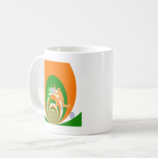 India Cricket Spirit Abstract Design Koffiemok (Voorkant links)