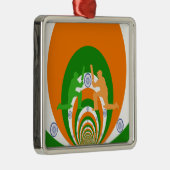 India Cricket Spirit Abstract Design Metalen Ornament (Rechts)