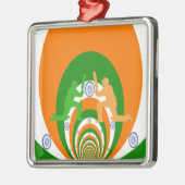 India Cricket Spirit Abstract Design Metalen Ornament (Links)