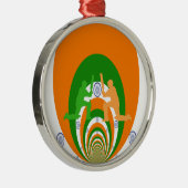 India Cricket Spirit Abstract Design Metalen Ornament (Rechts)
