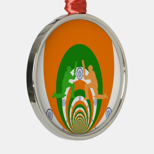 India Cricket Spirit Abstract Design Metalen Ornament (Rechts)