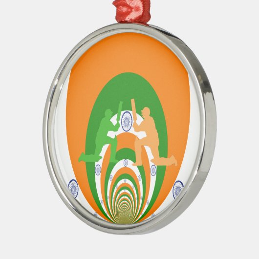 India Cricket Spirit Abstract Design Metalen Ornament (Links)