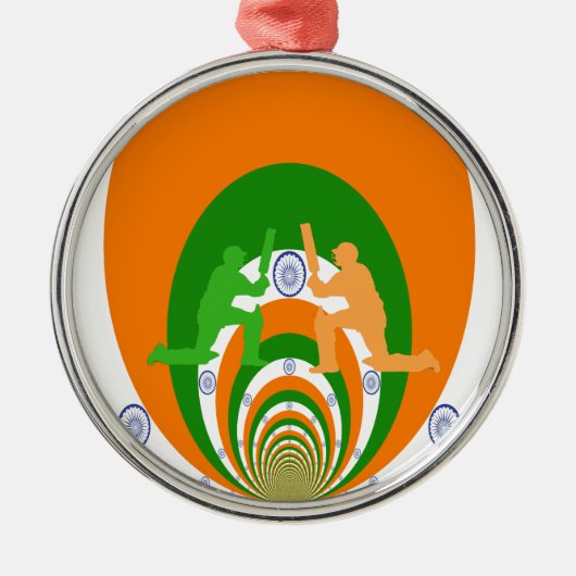 India Cricket Spirit Abstract Design Metalen Ornament (Voorkant)