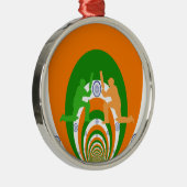 India Cricket Spirit Abstract Design Metalen Ornament (Rechts)