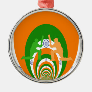 India Cricket Spirit Abstract Design Metalen Ornament