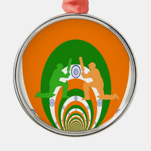 India Cricket Spirit Abstract Design Metalen Ornament (Voorkant)