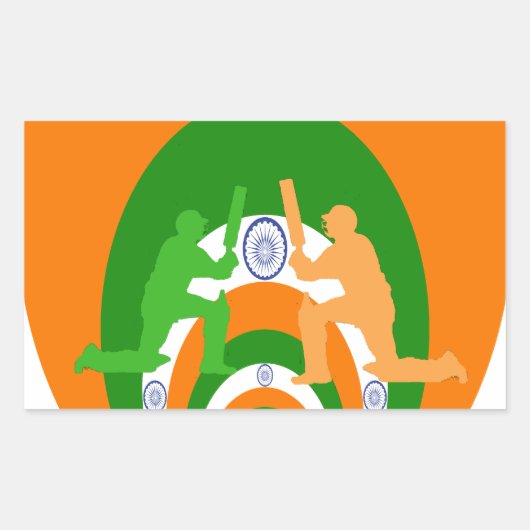 India Cricket Spirit Abstract Design Rechthoekige Sticker (Voorkant)