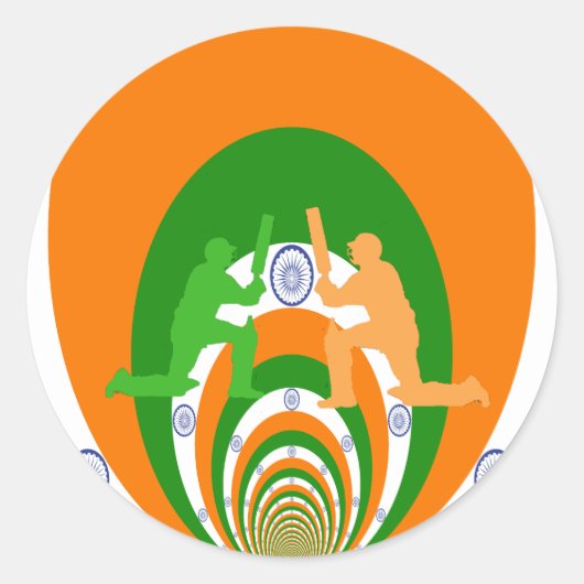 India Cricket Spirit Abstract Design Ronde Sticker (Voorkant)