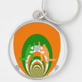 India Cricket Spirit Abstract Design Sleutelhanger (Voorkant)