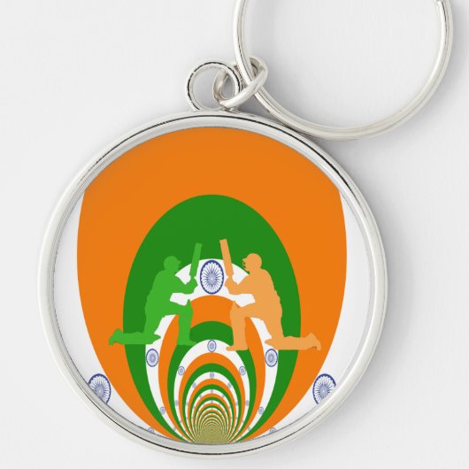 India Cricket Spirit Abstract Design Sleutelhanger (Voorkant)